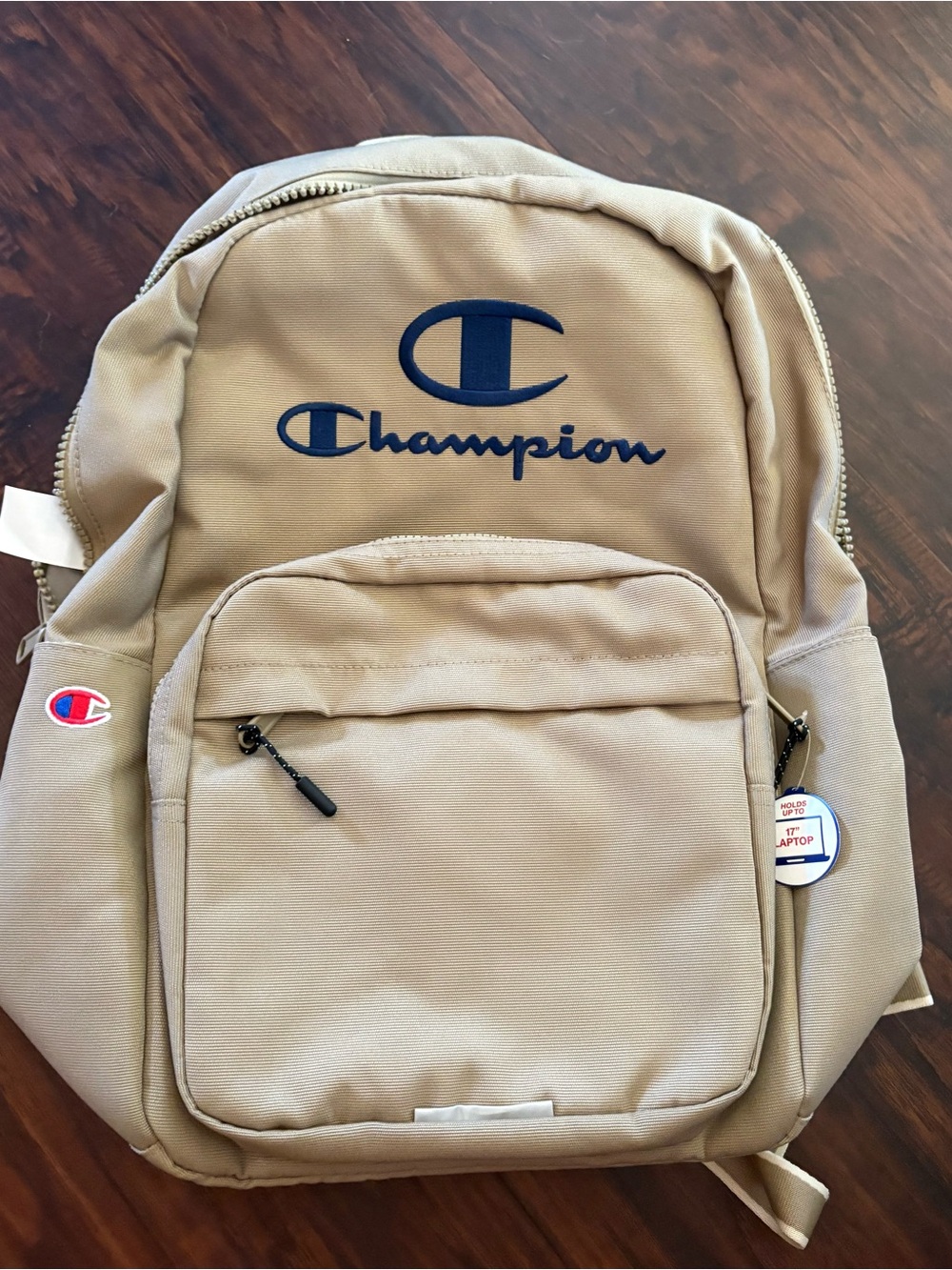 Champion Kids Beige Backpack with Navy Logo - Picture 1 of 4